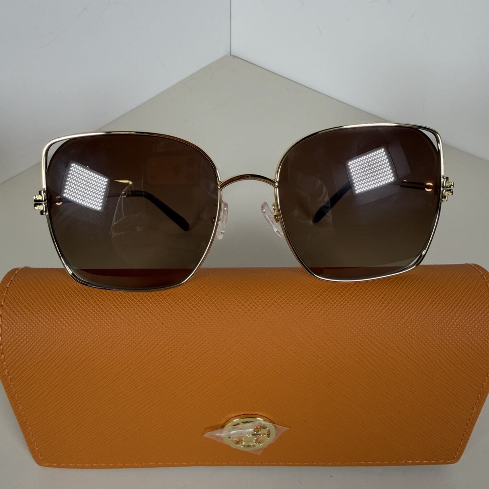 ory Burch Gold Polarized Brown Gradient Butterfly Sunglasses